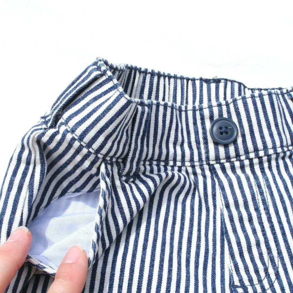 BOYS 4 SEERSUCKER SHORTS BLUE WHITE STRIPED w POCKETS GOOD CONDITION SUMMER PLAY
